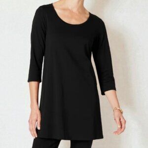 Peacocks three-quarter sleeve tunic black women's size 16